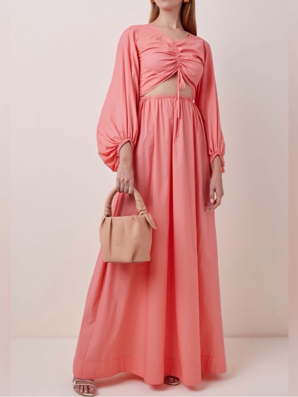 STAUD Coral Recycled Nylon Tangier  Maxi Dress Size XS